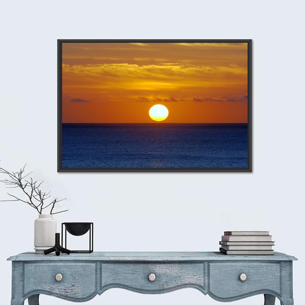 Golden Pacific Sunrise Wall Art in a room, landscape
