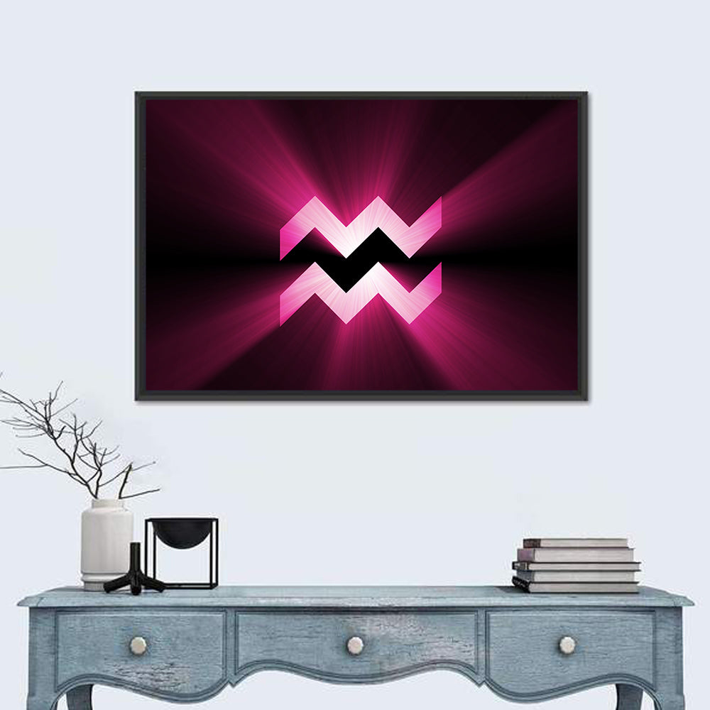 Magenta Aquarius Symbol Wall Art