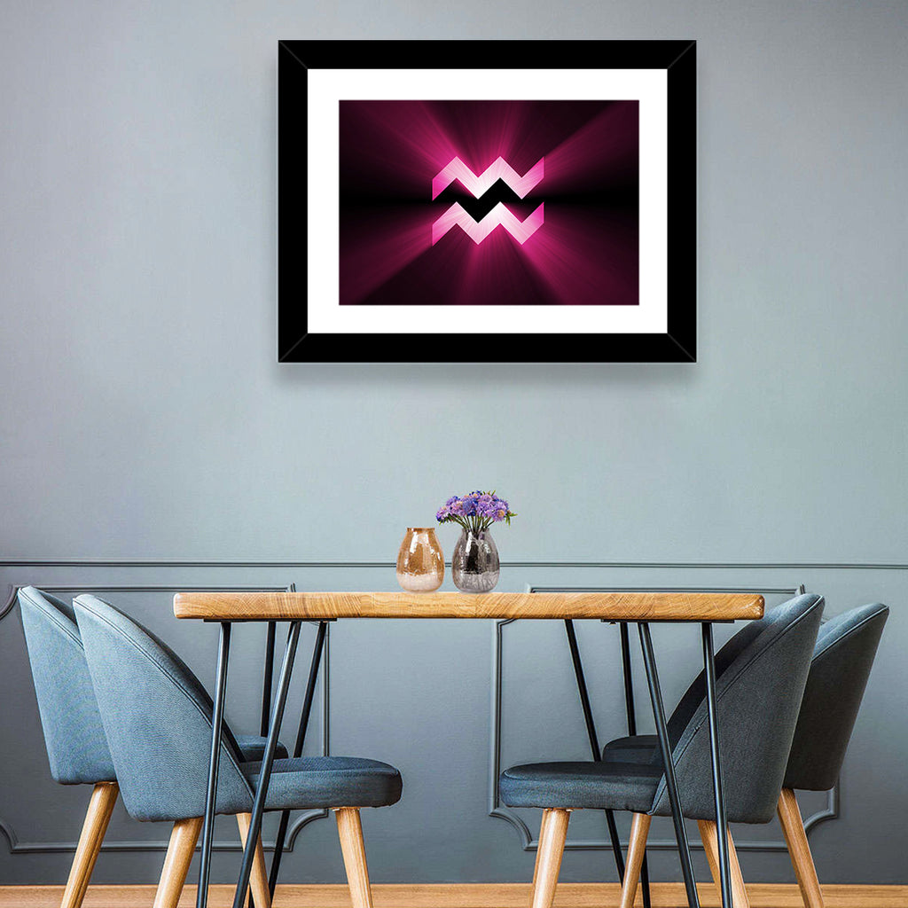 Magenta Aquarius Symbol Wall Art