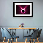 Glowing Pink Taurus Symbol Wall Art