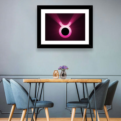 Glowing Pink Taurus Symbol Wall Art