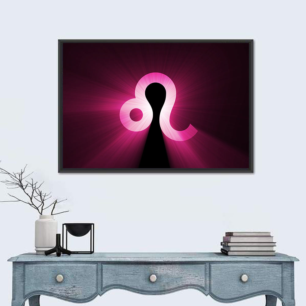 Glowing Magenta Leo Symbol Wall Art