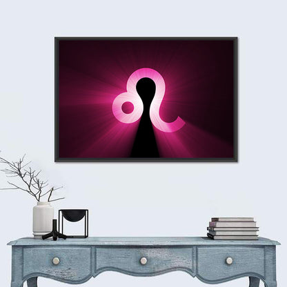 Glowing Magenta Leo Symbol Wall Art