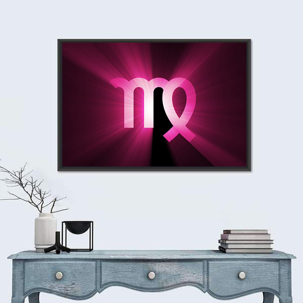Radiant Virgo Symbol Wall Art in a room, landscape