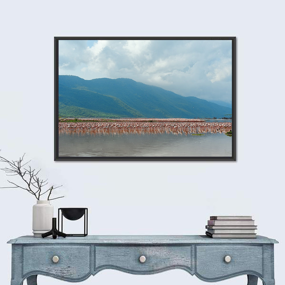 Flock of Flamingos at Lake Bogoria Wall Art