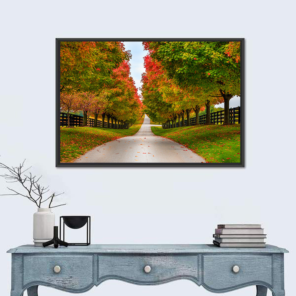 Tree-lined Farm Lane, Kentucky Wall Art in a room, landscape