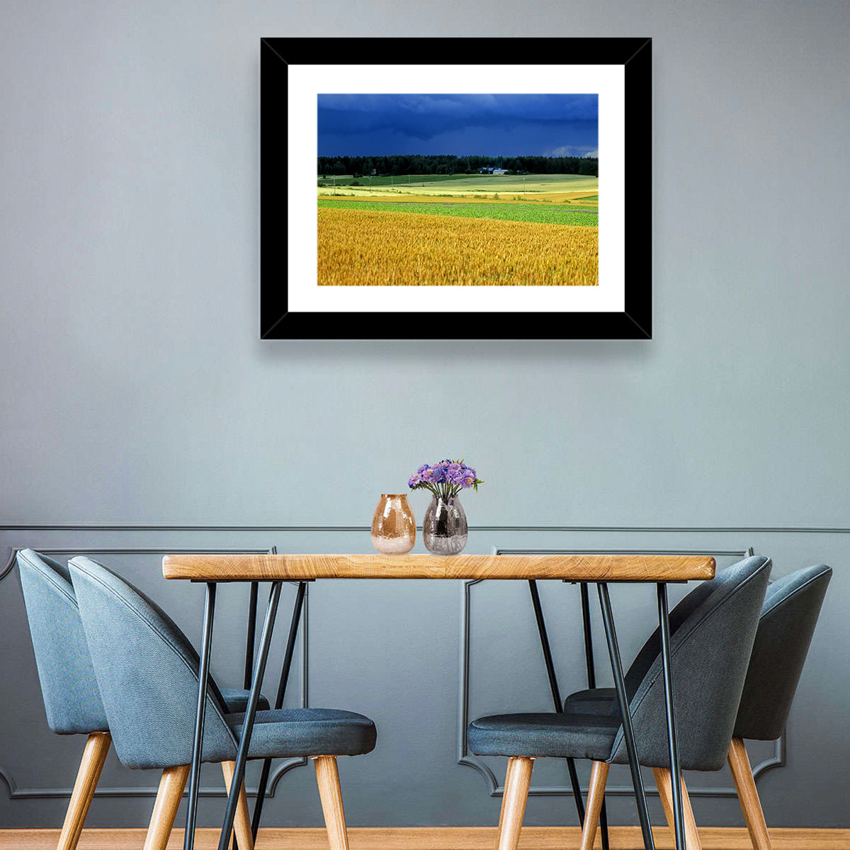 Cornfields Under Stormy Sky Wall Art