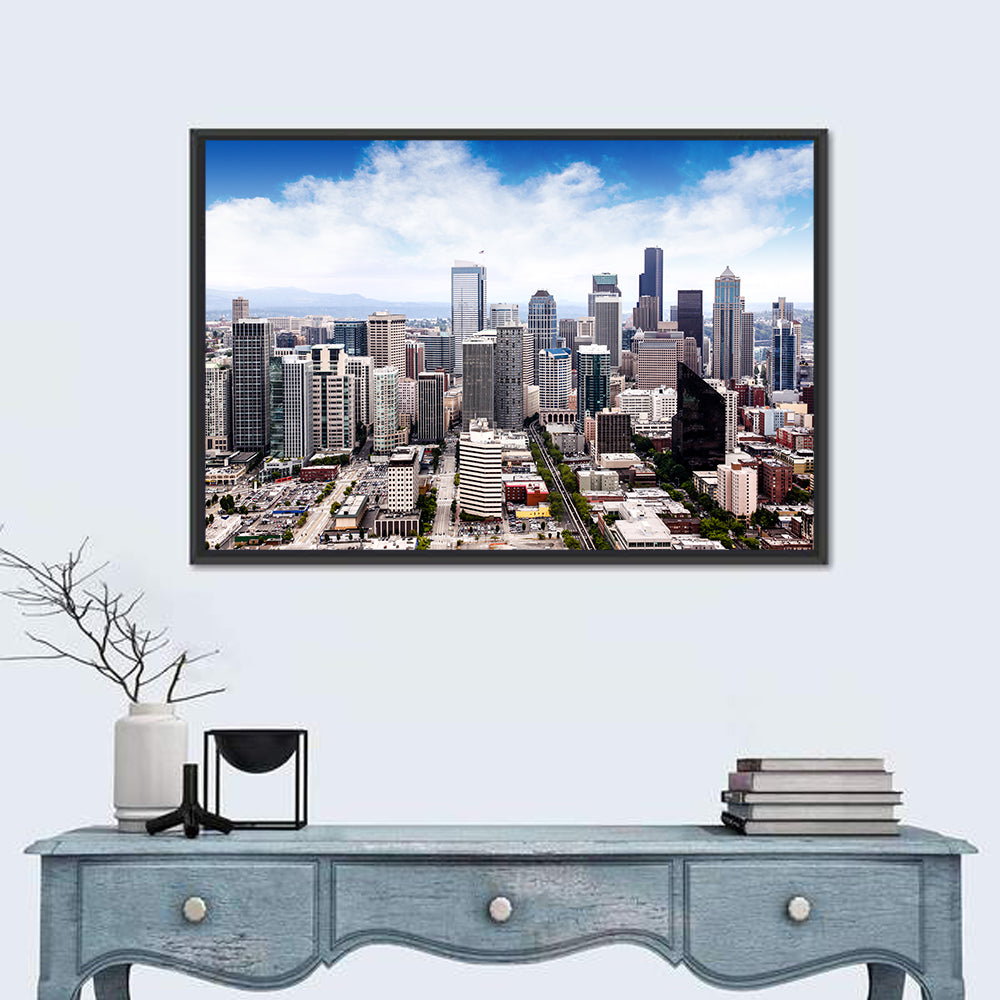 Aerial Seattle Skyline Cityscape Wall Art
