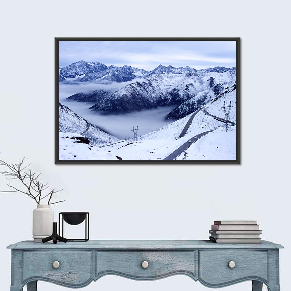 Sichuan Snowy Mountain Pass Wall Art in a room, landscape