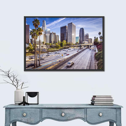 Los Angeles Freeway to Downtown Skyline Wall Art