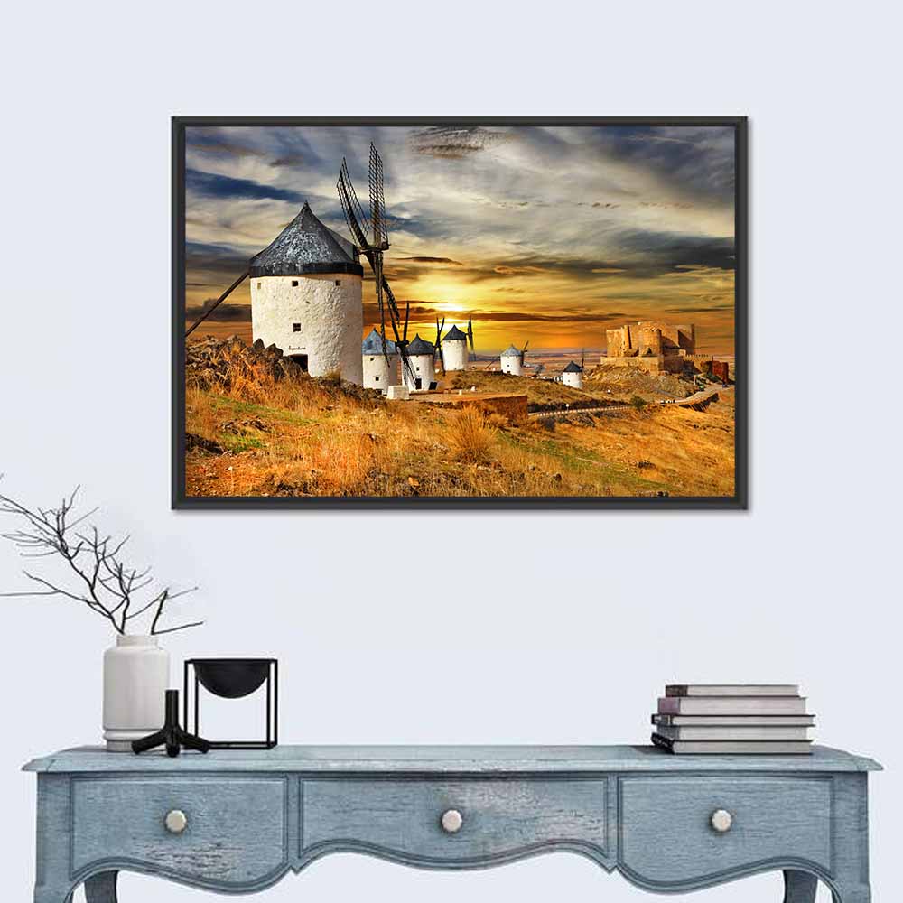 Windmills of Consuegra at Sunset Wall Art in a room, landscape
