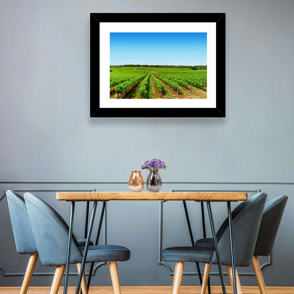 Sunlit Vineyard Rows Wall Art