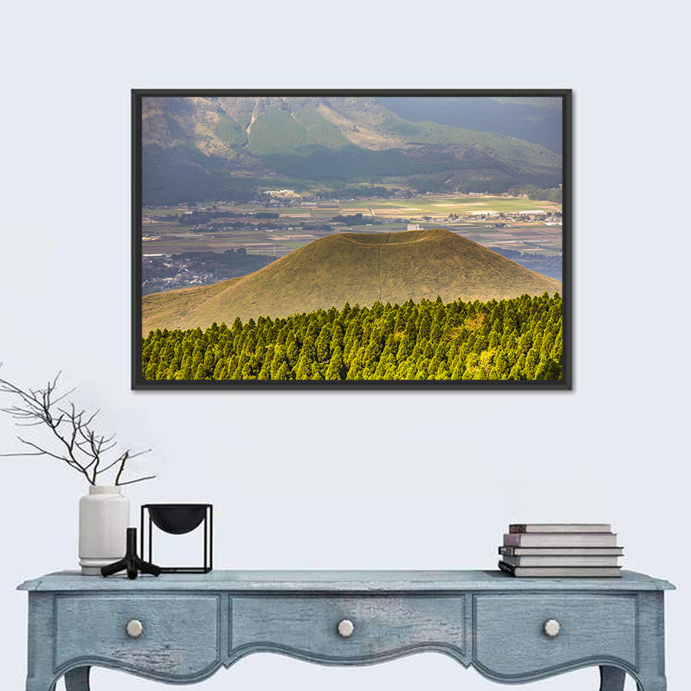 Mount Aso Komezuka Crater Wall Art in a room, landscape