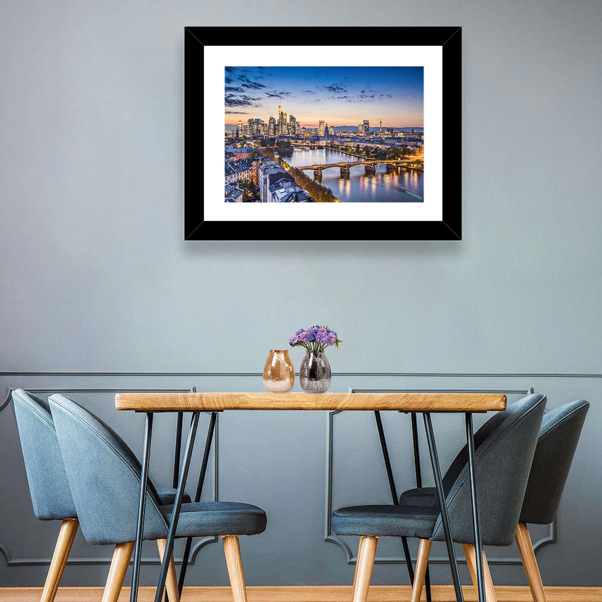 Frankfurt Twilight Skyline Wall Art