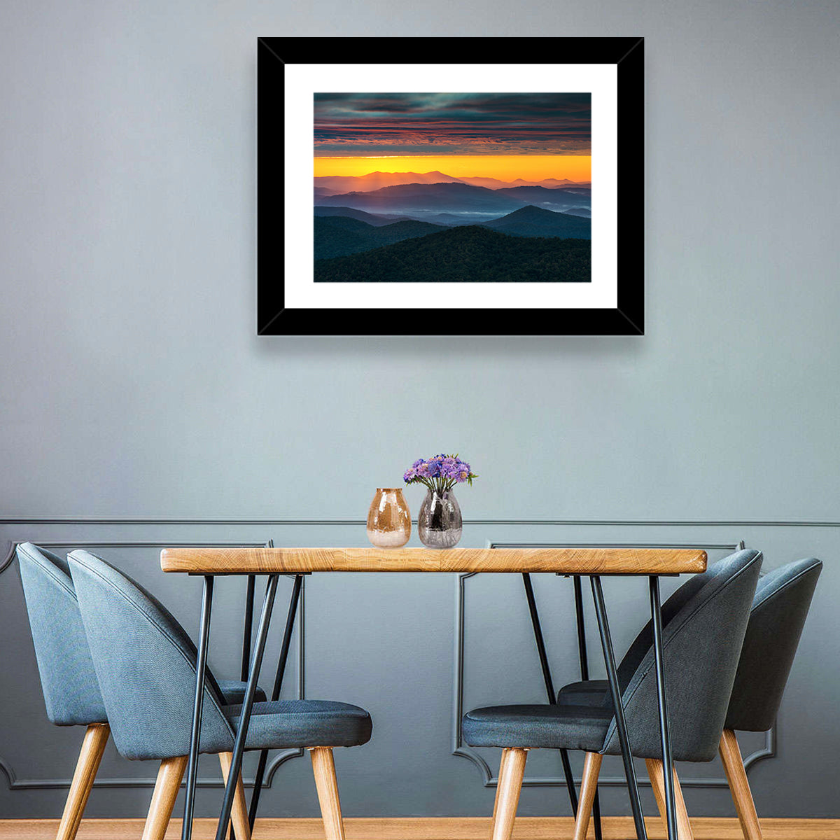 Misty Blue Ridge Sunrise North Carolina Wall Art