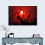 Giraffe Silhouette at Sunset Wall Art