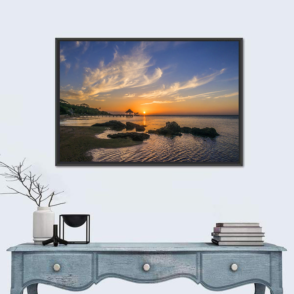 Roatan Pier Sunset Wall Art