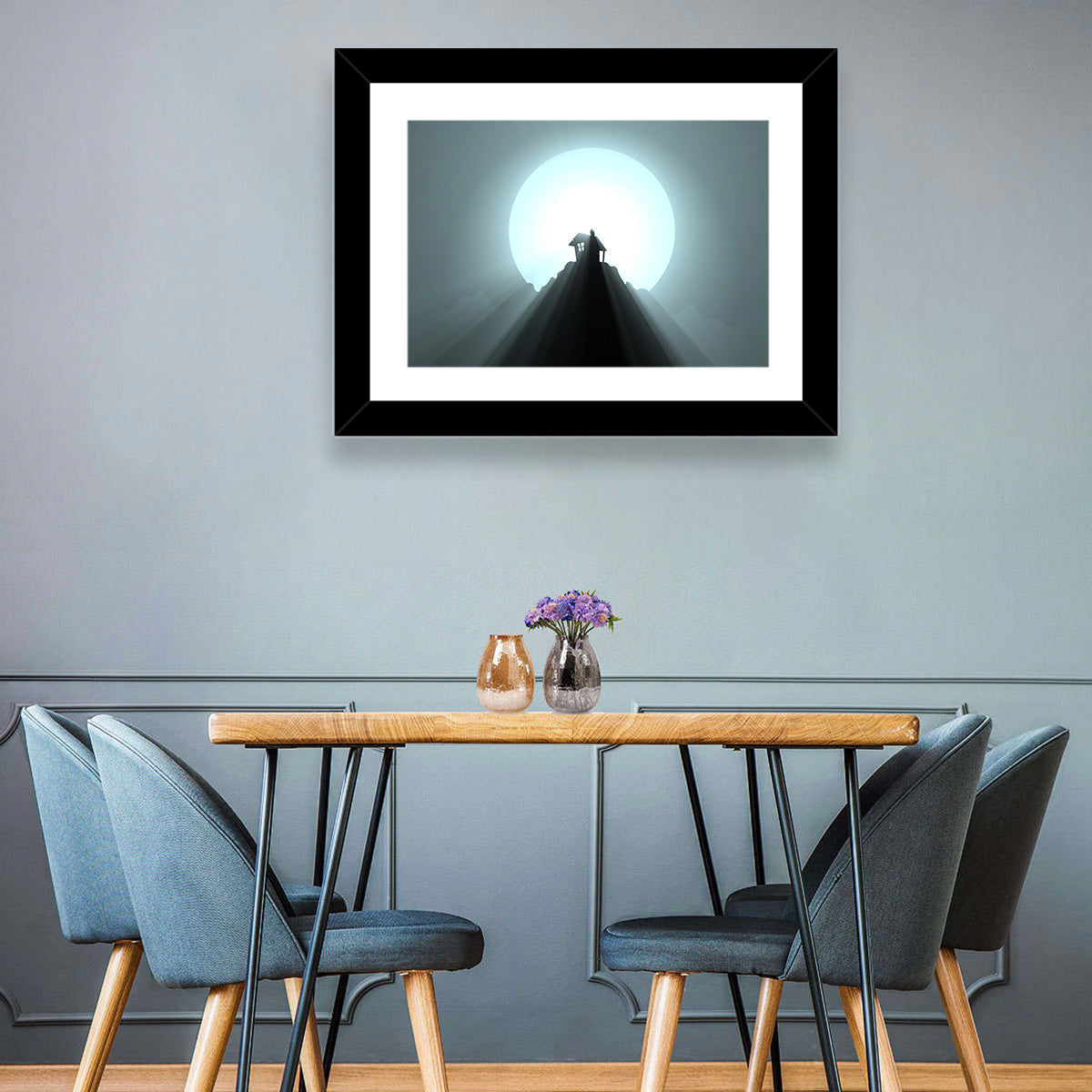 Moonlit Mountain Hut Wall Art