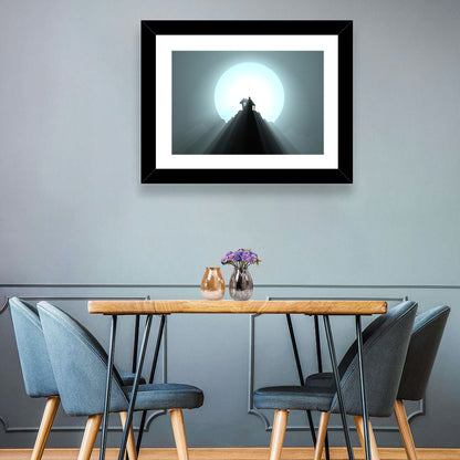 Moonlit Mountain Hut Wall Art