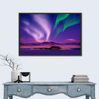 Violet Aurora Over Island Lake Wall Art