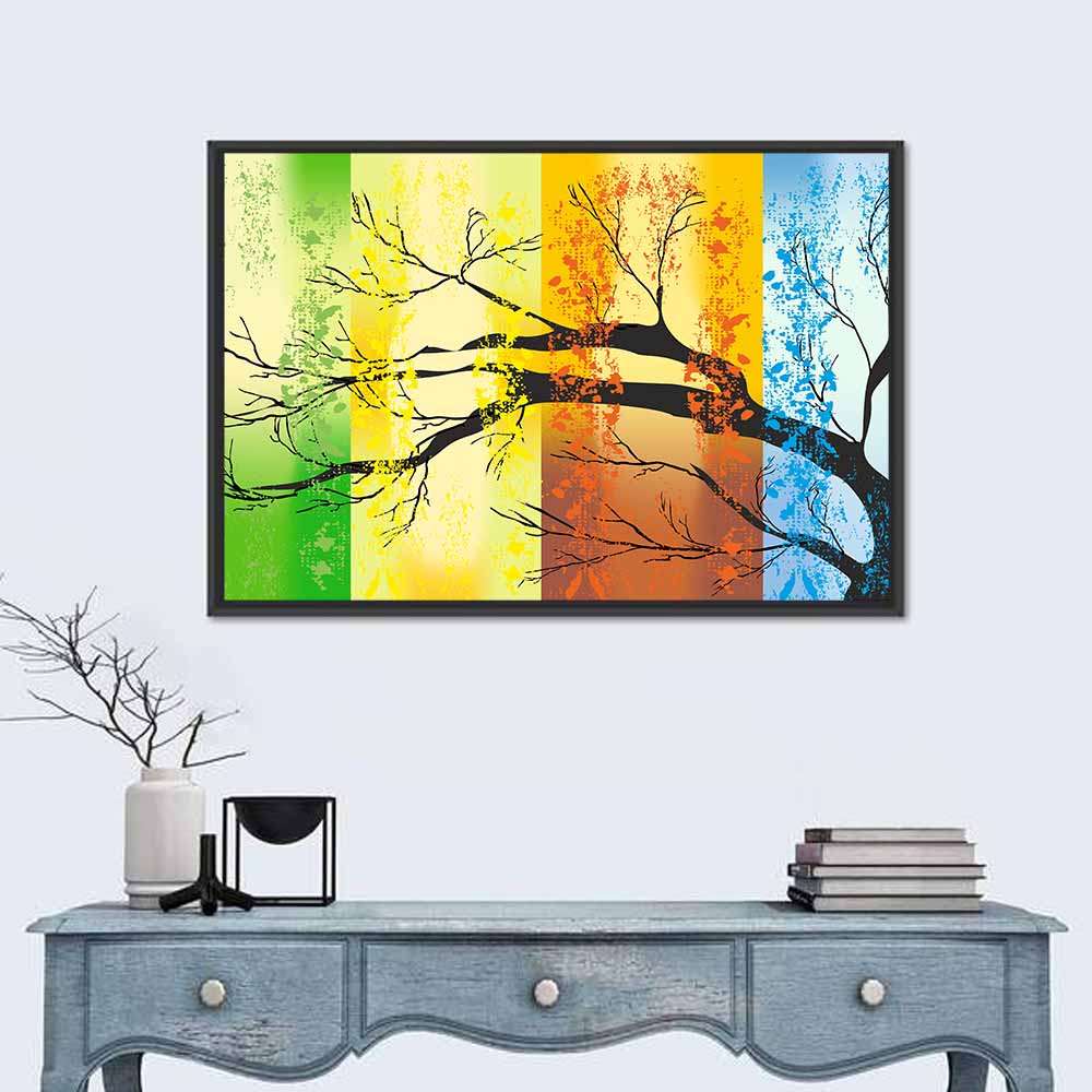 Four Seasons Tree Silhouette Wall Art