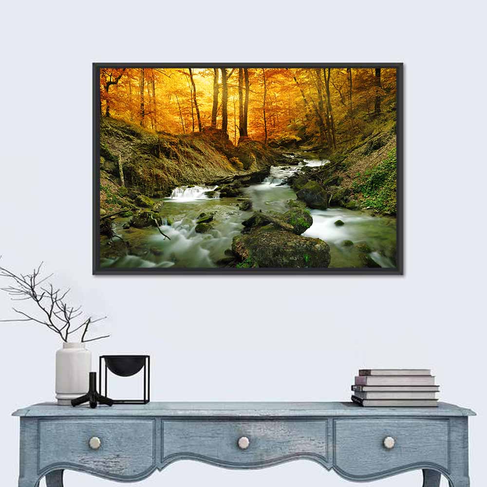 Sunlit Forest Stream Wall Art