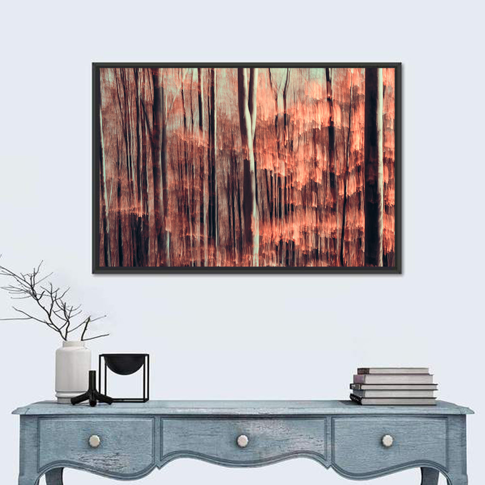 Autumn Forest Blur Wall Art in a room, landscape