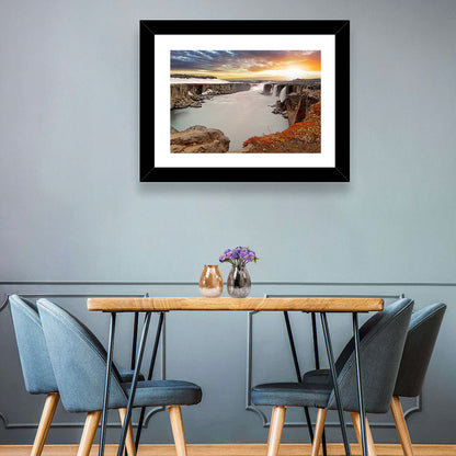 Selfoss Waterfall at Sunset Wall Art
