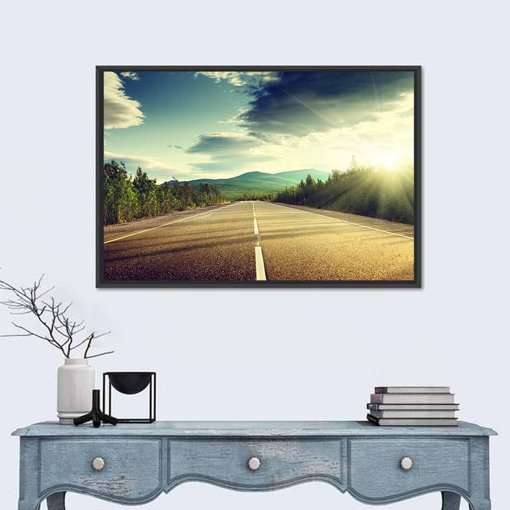 Sunlit Asphalt Road Wall Art