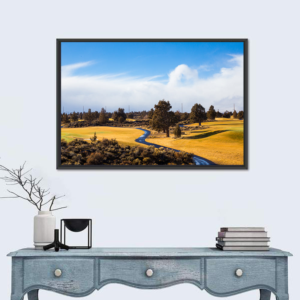 Central Oregon Golf Course with Winding Path Wall Art in a room, landscape