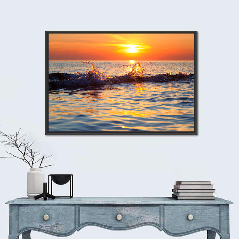 Lake Michigan Sunset Waves Wall Art