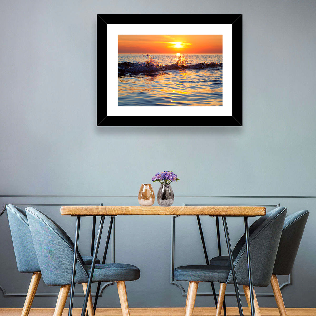 Lake Michigan Sunset Waves Wall Art
