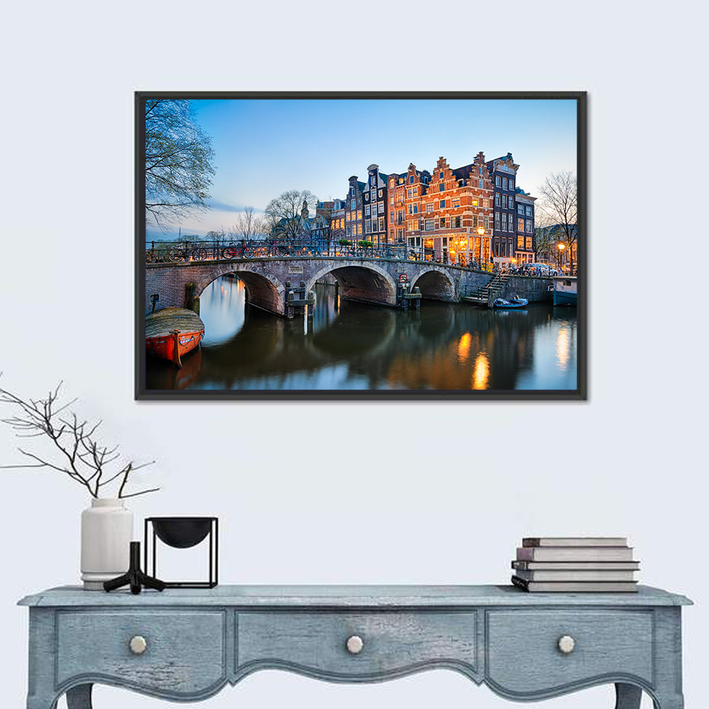 Brouwersgracht Canal Bridge at Dusk Wall Art