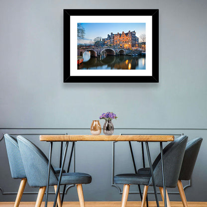Brouwersgracht Canal Bridge at Dusk Wall Art