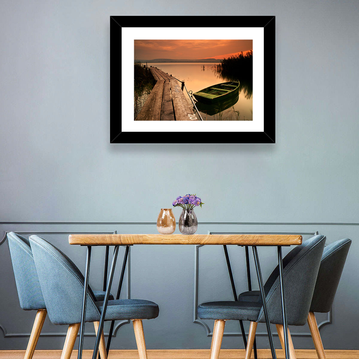 Pier and Rowboat on Lake Balaton Wall Art