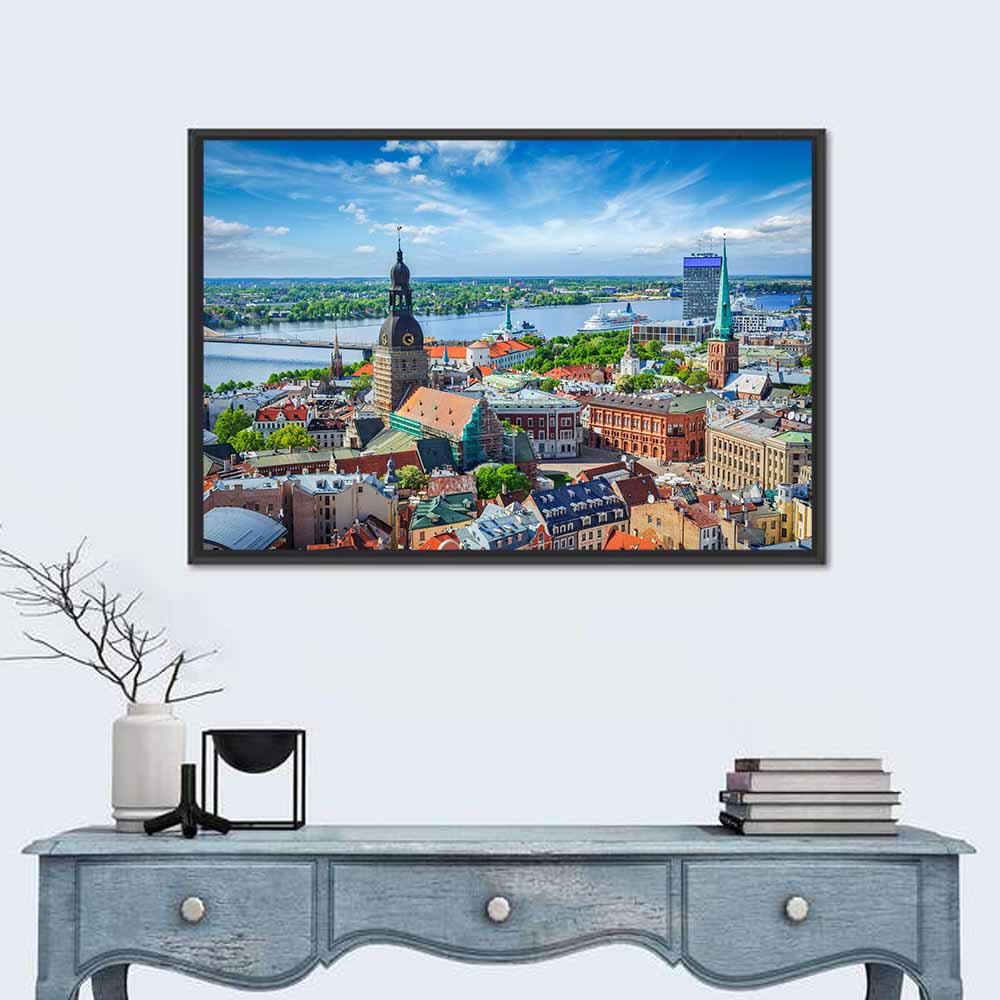 Riga Cityscape Wall Art in a room, landscape