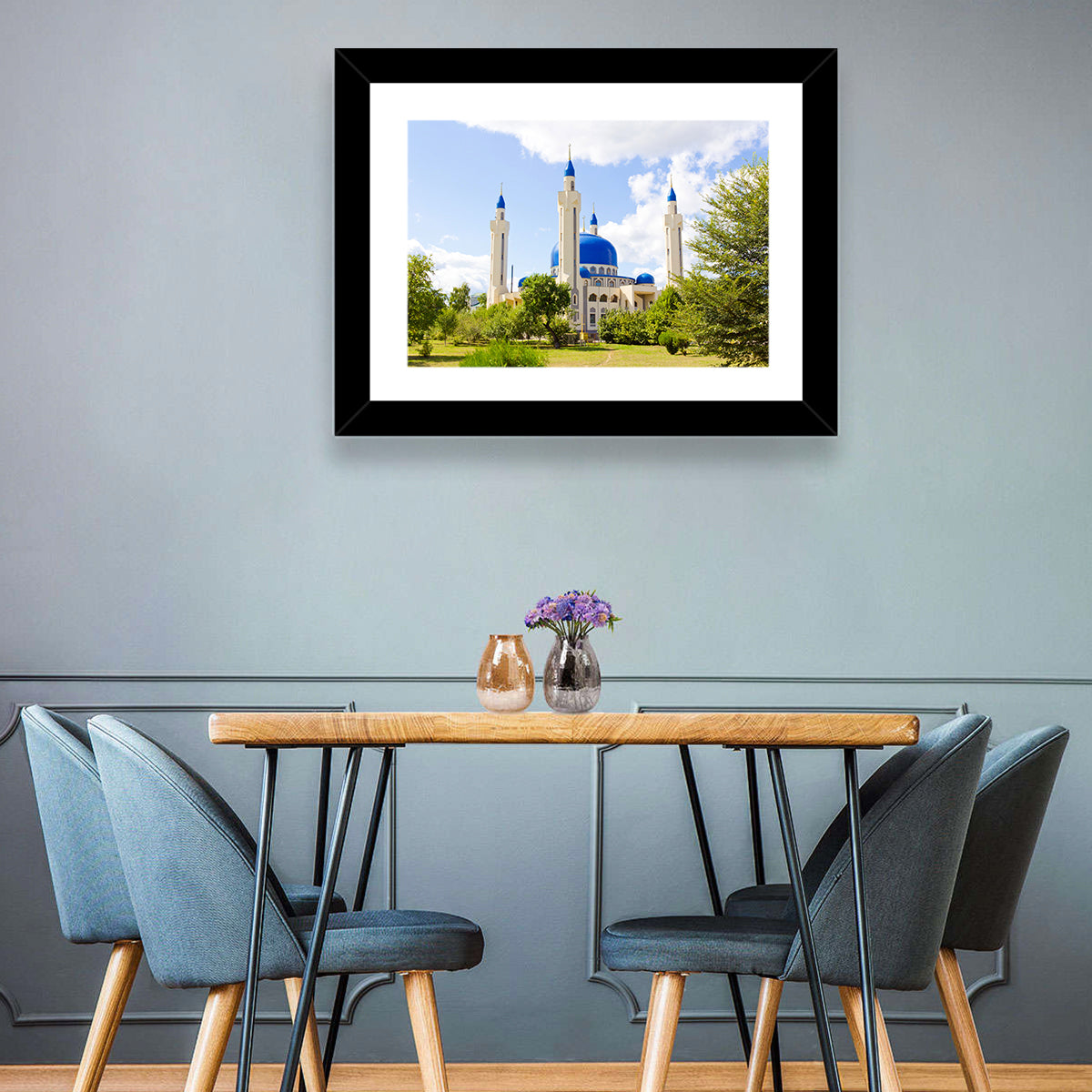 Blue Domed Mosque with Golden Minarets Wall Art