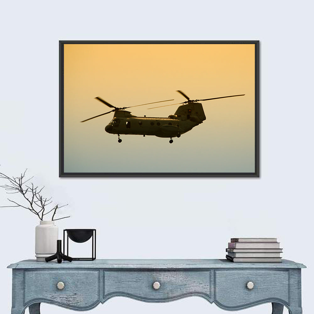 US Apache Helicopter Dawn Profile Wall Art