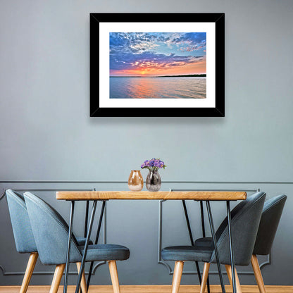 Cloudy Lake Sunset Reflection Wall Art