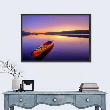 Bright Orange Kayak at Sunset Wall Art