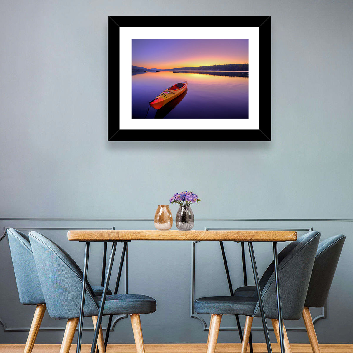 Bright Orange Kayak at Sunset Wall Art
