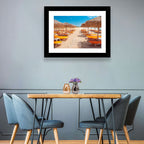 Beach Boardwalk with Orange Loungers Wall Art