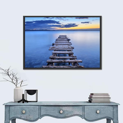 Weathered Lake Pier at Dusk Wall Art