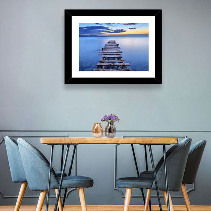 Weathered Lake Pier at Dusk Wall Art