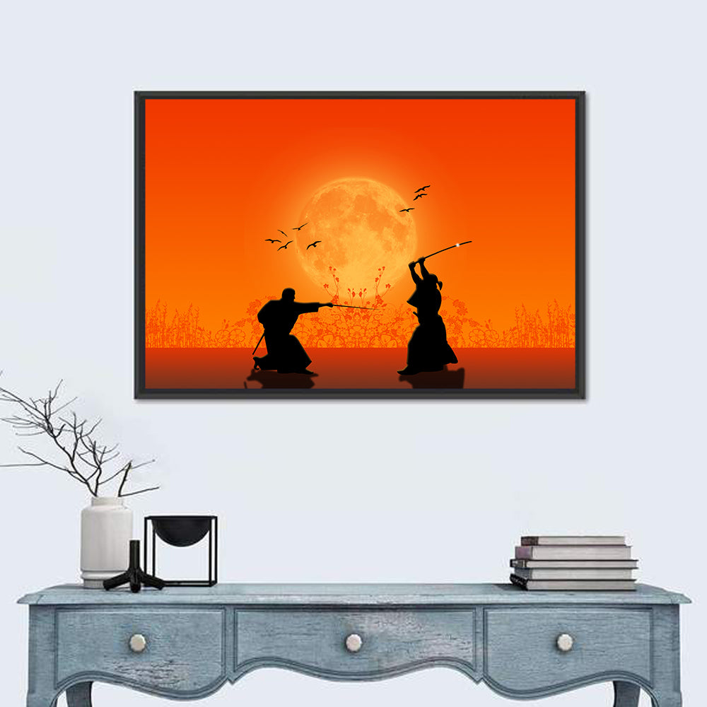 Moonlit Samurai Duel Wall Art