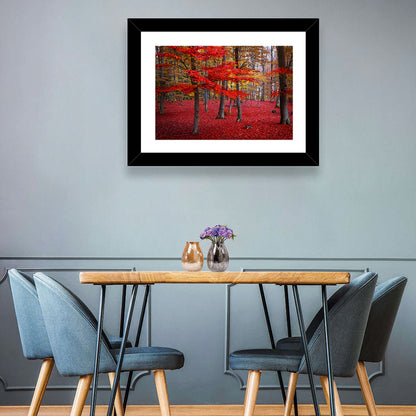 Crimson Autumn Forest Wall Art