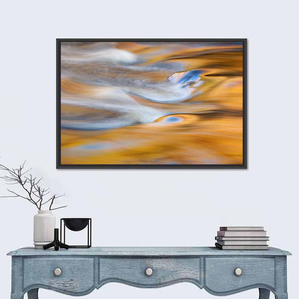 Golden Water Abstraction Wall Art