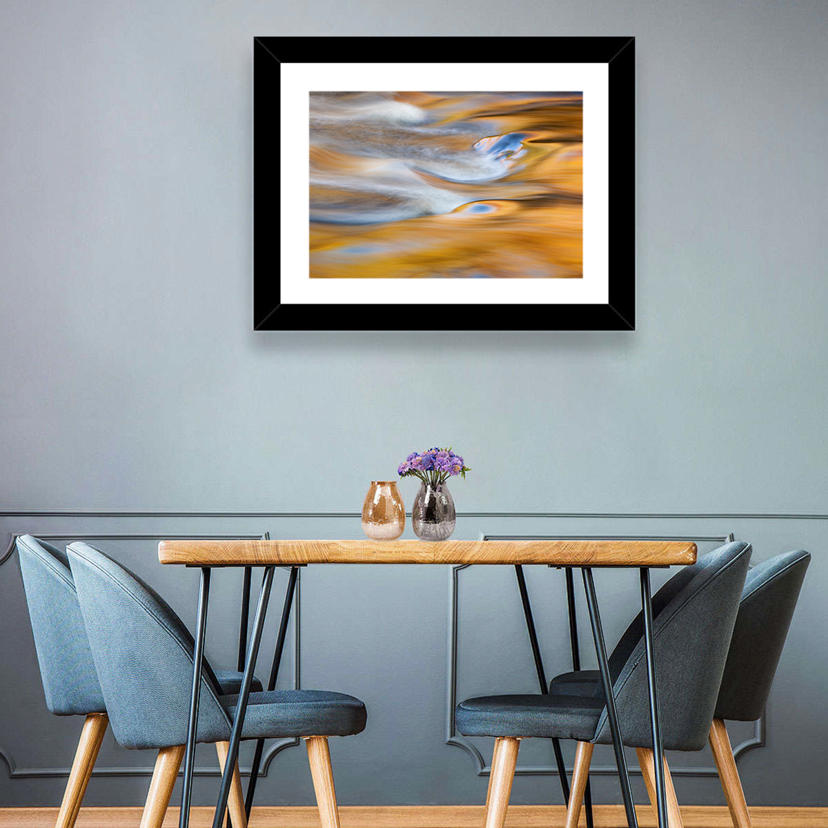 Golden Water Abstraction Wall Art