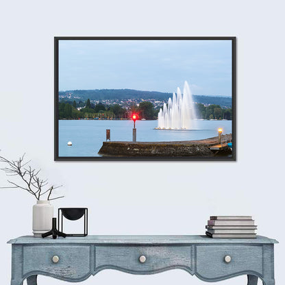 Lake Zurich Fountain at Dusk Wall Art