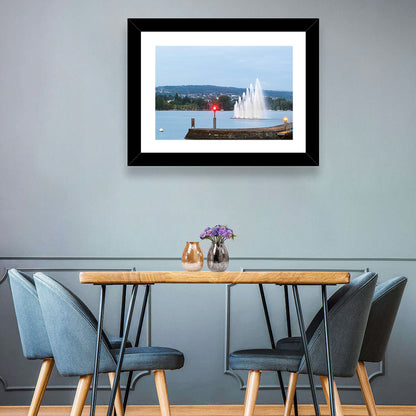 Lake Zurich Fountain at Dusk Wall Art